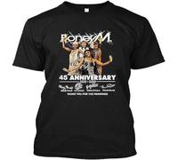 Boney M 45th Anniversary Thank You for The Memories Pullover Men's Crewneck T-Shirt Short Sleeve Top Unisex Pure Cotton tee Black XXXL