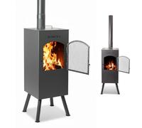 BonFeu BonCarré Negro - Brasero Exterior - Acero - Jardineria - Brasero - Jardin - Estufa Exterior - Chimeneas Exterior Chimenea de Jardín Multifuncional - 35x35x164 cm