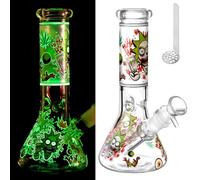 Bong de vidrio luminoso Masenyee de 20 cm con cuenco y colador de 14,5 mm, bong de vidrio para fumar, bong robusto y grueso, compacto para transportar, pipa de agua chillum-Fire Red