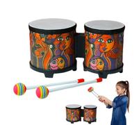 Bongo Drum, Bongo Drums para niños | Instrumento de percusión musical de | tambor para niños | Tambor de madera con 2 baquetas de colores, tambor hecho a mano para adultos profesionales