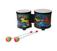 Bongo Drum - Bongo Drums para niños, Percusión de tambor para niños | Tambor de mano para niños lindo de alto de madera con 2 baquetas de colores, instrumentos musicales tambor hecho a mano para