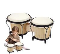 Bongo Drum for Kids, Wood Bongos, Tambor de mano de madera profesional, Instrumento de percusión educativa para principiantes profesionales, bongos de 6 pulgadas y 7 pulgadas