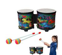 Bongo Drum - Juego de batería para niños, Tambor hecho a mano | Juguete musical de instrumento percusión, tambor de mano lindo de madera con 2 matones coloridos para niños, adultos profesional
