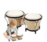 Bongo, percusión manual de madera, juego de batería profesional de 6 y 7 pulgadas con cabezales de piel natural para una resonancia estable de claro, instrumento de ritmo educativo para el
