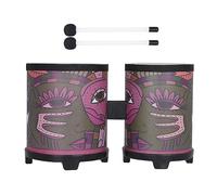Bongos de madera con calcomanía india, instrumento de percusión decorativo hecho a mano, mano africana pequeña para principiantes, portátil, pequeño instrumento musical hecho a mano decorativo