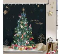 Bonhause Cortina de Ducha Árbol de Navidad Milagro Noche Cortina de Baño de Poliéster Impermeable Antimoho Lavable Cortina Ducha 180 x 180 cm con 12 Ganchos