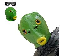 BONHHC Máscara de pez divertida,máscara de cabeza de animal,máscara de murloc verde,máscara de monstruo divertido con un par de gafas,accesorios de cosplay de disfraces de carnaval de Halloween