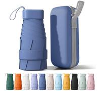 BONHHC Paraguas plegable, Paraguas para el Sol, mini paraguas, unisex de transporte y plegables (con estuche) (Azul marino)