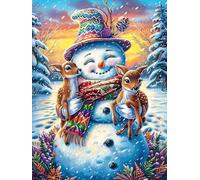 Bonhomme de neige avec un cerf dans le jardin de Noël Puzzle 300 Piezas Cartón Grueso Para Coleccionistas Mitos fantásticos Ocio Creativo En Casa Calmar La Mente Pieza Colección Más Vendido Regalo Úni
