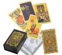 Bonhoom Tarot Waite con Caja de Regalo, con Libro Guía en Español e Inglés, 78 Cartas Tarot de lámina Dorada para Coleccionar, PVC, Resistente al Agua y a Las Arrugas, Baraja Tarot para Principiantes
