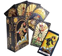 Bonhoom Waite Tarot con Caja de Regalo y Libro Guía, 78 Inglés Cartas Tarot de lámina Dorada para Coleccionar, PVC, Resistente al Agua y a Las Arrugas, Baraja Tarot para Principiantes y Experiencia