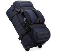 Boniffyy Bolsa De Viaje con Ruedas 80L Plegable Grande Bolsa Mochila Deportiva Impermeable Blanda Deportes Maleta con Compartimento Correas para Gimnasio Camping Y Almacenaje (Azul)