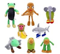 Bonifunt Peluche Italian Brainrot, 8 Piezas Muñeco Brainrot, Almohada de Peluche con Tiburón Mono Plátano Rana Neumática Cactus Elefante, Decoración para Escritorio Ventana Sofá