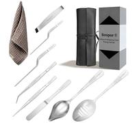 Bonigour Herramientas de chapado de chef, juego de herramientas profesionales de chapado culinario, pinzas de pescado de acero inoxidable, espátula de pastelería, pinzas de decoración de pasteles para