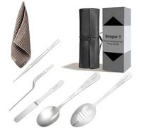 Bonigour Juego de herramientas culinarias para chapado, kit de 6 piezas de herramientas profesionales de chapado de chef, espátula, pinzas para cocina modernista, arte alimentario, negro, utensilios