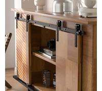 BONIKLUBA 5FT/153cm Mini Herraje para Puerta Corredera Kit para Soportes de TV de una Doble Puertas, Armario Pequeño (Sin Puerta de Gabinete)