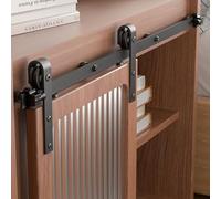 BONIKLUBA 6FT/183cm Mini Herraje para Puerta Corredera Kit para Soportes de TV de una sola Puerta, Armario Pequeño (Sin Puerta de Gabinete)