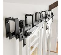 BONIKLUBA 9FT/274CM Herrajes Puertas Correderas Bypass de Doble Vía, Kit para 2 Hojas, Riel Silencioso y Fluido para Puerta de Granero