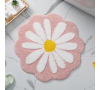 Bonita alfombra de baño, alfombra de flores rosas, alfombrilla antideslizante de absorción de agua, suave para lavar a máquina para dormitorio, cocina, baño, inodoro (rosa)