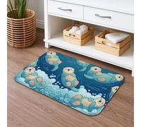 Bonita alfombra de baño de secado rápido, absorbente de vida marina divertida, antideslizante, alfombra de baño de franela lavable para baño, inodoro, baño, decoración, 20 x 32 pulgadas