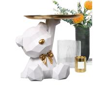 Bonita bandeja de almacenamiento de oso, bandeja de escultura de oso, cuenco de resina para llaves, mesa de entrada, bandeja decorativa para caramelos, soporte de pedestal de oso, decoración de cabina