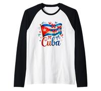 Bonita Bandera Cubana del Mes de la Herencia hispana para niñas y Mujeres Camiseta Manga Raglan