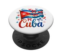 Bonita Bandera Cubana del Mes de la Herencia hispana para niñas y Mujeres PopSockets PopGrip Adhesivo
