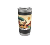Bonita bandera de Namibia con Gemsbok para los amantes del Oryx Vaso térmico de acero inoxidable de doble pared