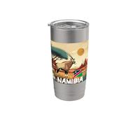 Bonita bandera de Namibia con Gemsbok para los amantes del Oryx Vaso térmico de acero inoxidable de doble pared