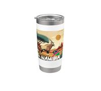 Bonita bandera de Namibia con Gemsbok para los amantes del Oryx Vaso térmico de acero inoxidable de doble pared