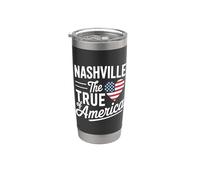 Bonita bandera de Nashville Tennessee Estados Unidos corazón de América Vaso térmico de acero inoxidable de doble pared