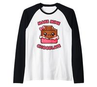 Bonita Barra de Chocolate Make Mine Kawaii Camiseta Manga Raglan