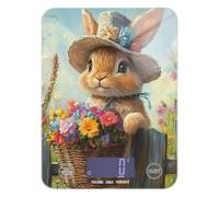 Bonita báscula portátil de conejo de Pascua, bonita báscula de cocina pequeña de 11 libras/5 g, 5 kg/5 g, con 4 unidades para preparar comidas y hornear dietas (pilas no incluidas)