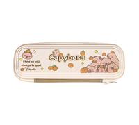 Bonita bolsa Capybara de gran capacidad, impermeable, de una sola capa, para guardar artículos de papelería, con cremallera, divertida bolsa para bolígrafos, marrón claro, 23.0*8.0*4.0