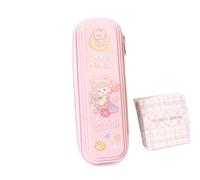 Bonita bolsa Capybara de gran capacidad, impermeable, de una sola capa, para guardar artículos de papelería, con cremallera, divertida bolsa para bolígrafos, Pink, 23.0*8.0*4.0