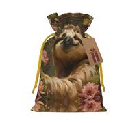 Bonita bolsa con cordón con estampado de perezoso para regalos, bolsas de regalo adorables reutilizables, perfectas para joyas y mucho más