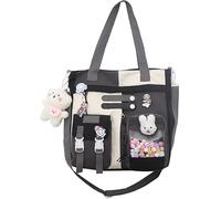 Bonita bolsa cruzada, bolsa de hombro Kawaii con colgante, mochila casual desmontable con correa de hombro para niñas adolescentes, Black
