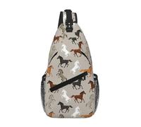 Bonita bolsa cruzada con estampado de caballo en diagonal para hombres y mujeres, bolsa de hombro cruzada para viajes, senderismo, Negro -, Talla única