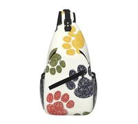 Bonita bolsa cruzada con estampado de huellas de perro en diagonal, para hombres y mujeres, bolsa cruzada de hombro para viajes, senderismo, Black, Talla única