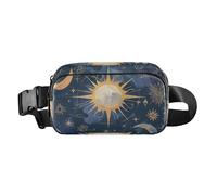 Bonita bolsa cruzada de astrología de tarot azul y dorado para mujeres y hombres, bolsa deportiva cruzada resistente al agua con correa ajustable para ciclismo, senderismo, gimnasio, Astrología del