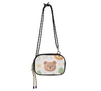 Bonita bolsa cruzada para mujer, diseño de oso de peluche, color marrón, arcoíris, con correa ajustable, para llevar una comida elegante