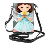 Bonita bolsa cruzada pequeña de ángel para mujer, de piel sintética, con ranuras para tarjetas, correa ajustable