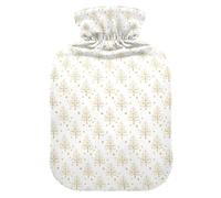 Bonita bolsa de agua caliente con diseño de árboles y lunares de Navidad con funda suave, bolsa térmica de 1 litro para calentador de manos y pies