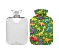 Bonita bolsa de agua caliente de dinosaurios de dibujos animados con bonita funda, bolsa de agua caliente duradera de 1 litro, bolsa de agua caliente para calambres menstruales, alivio del dolor de