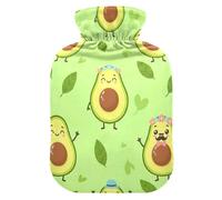 Bonita bolsa de agua caliente verde aguacate con funda de terciopelo suave, bolsa de agua caliente para calambres menstruales, pequeña