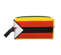 Bonita bolsa de almacenamiento con estampado de labios rojos, bolsa organizadora de viaje para artículos de tocador y cosméticos con cremallera, lona reutilizable para maquillaje, Bandera de Zimbabue