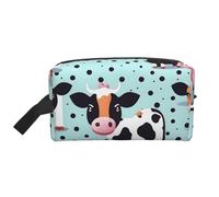 Bonita bolsa de almacenamiento de lunares de vaca, pequeña bolsa de maquillaje para bolso, bolsa de maquillaje de viaje, mini bolsa de cosméticos para hombre, linda vaca, lunares, talla única, Lindo