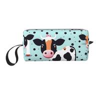 Bonita bolsa de almacenamiento de lunares de vaca, pequeña bolsa de maquillaje para bolso, bolsa de maquillaje de viaje, mini bolsa de cosméticos para hombre, linda vaca, lunares, talla única, Lindo