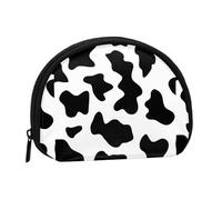 Bonita Bolsa de Almacenamiento para Toallas sanitarias, Maquillaje y cosméticos, con Estampado de Vaca y Vaquero en Blanco y Negro. Monedero para Mujer.