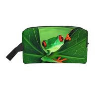 Bonita bolsa de aseo con estampado de rana para hombre, bolsa de aseo de viaje, bolsa de cosméticos de gran capacidad para mujeres, White, Talla única